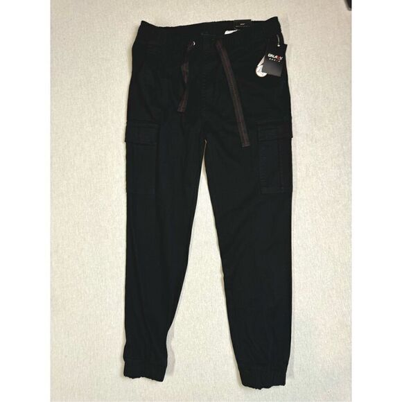 Galaxy Men's Black Cargo Pants- Cargo Joggers Black Size Small - Picture 1 of 8
